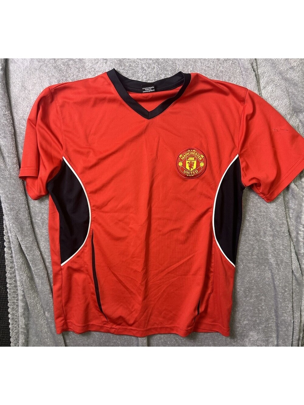 Manchester United Soccer Jersey Mens M Red Black Rhinox Licensed Y2K Football